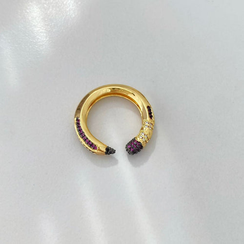 Colorful Zircon Pencil Eraser Opening Size Bangle Rings, Adjustable Size Bangle Creative Spliced Pencil Rings, Jewelry DIY Gifts for Women