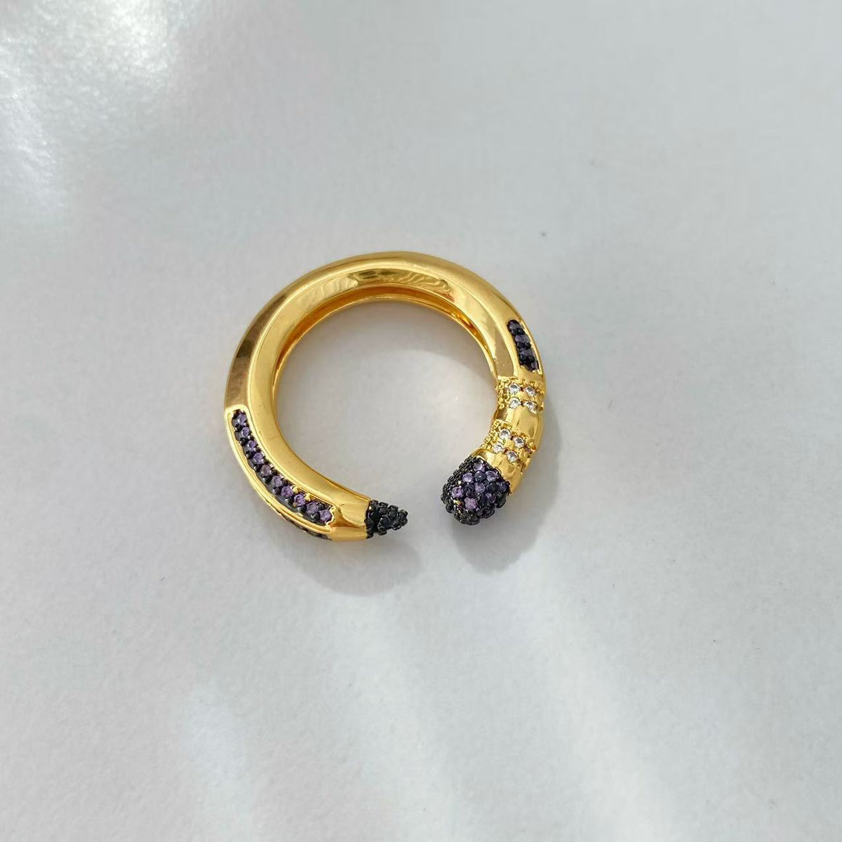 Colorful Zircon Pencil Eraser Opening Size Bangle Rings, Adjustable Size Bangle Creative Spliced Pencil Rings, Jewelry DIY Gifts for Women