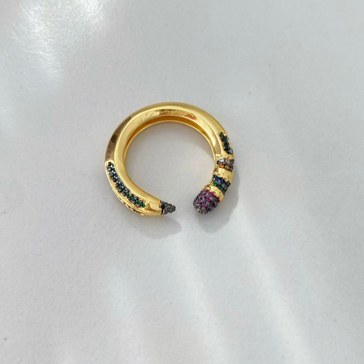 Colorful Zircon Pencil Eraser Opening Size Bangle Rings, Adjustable Size Bangle Creative Spliced Pencil Rings, Jewelry DIY Gifts for Women