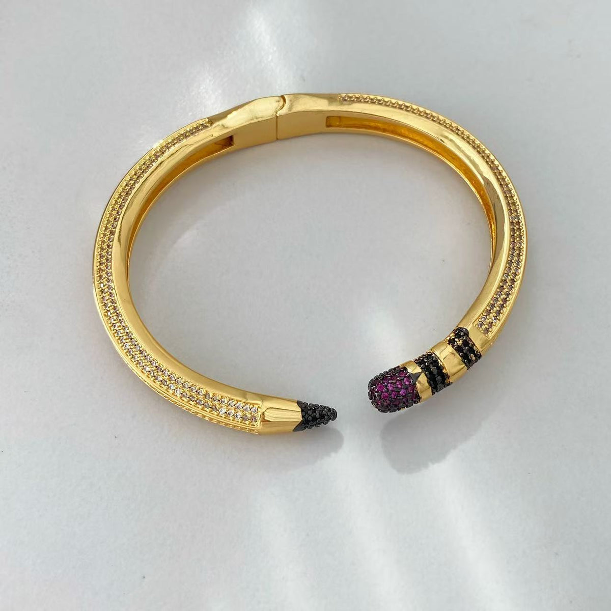 Colorful Zircon Pencil Eraser Opening Size Bangle Rings, Adjustable Size Bangle Creative Spliced Pencil Rings, Jewelry DIY Gifts for Women