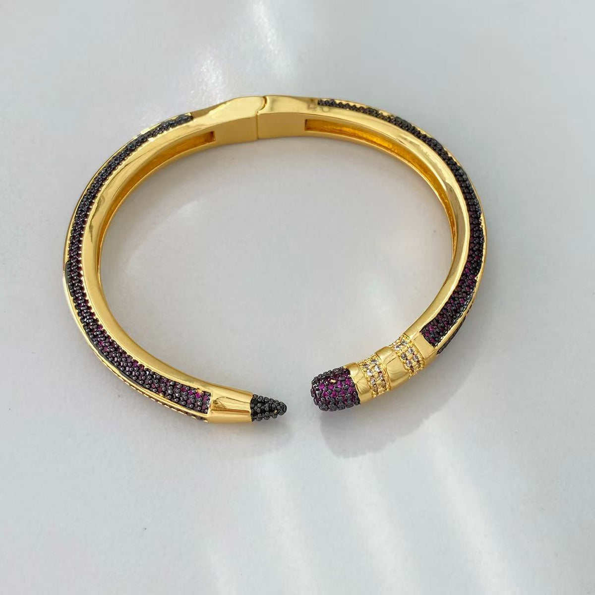 Colorful Zircon Pencil Eraser Opening Size Bangle Rings, Adjustable Size Bangle Creative Spliced Pencil Rings, Jewelry DIY Gifts for Women