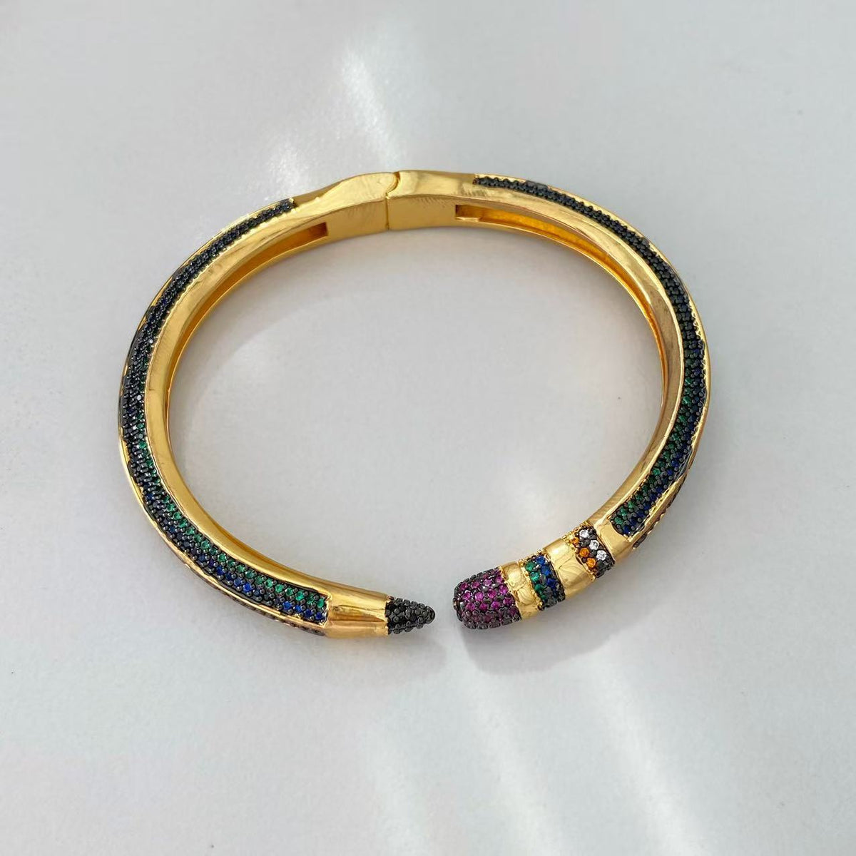 Colorful Zircon Pencil Eraser Opening Size Bangle Rings, Adjustable Size Bangle Creative Spliced Pencil Rings, Jewelry DIY Gifts for Women
