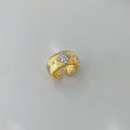 Vintage Italian Hand Brush Cubic Zirco Open Adjustable Bangle Rings, Real Gold Plated Stackable Finger Ring Jewelry Gifts