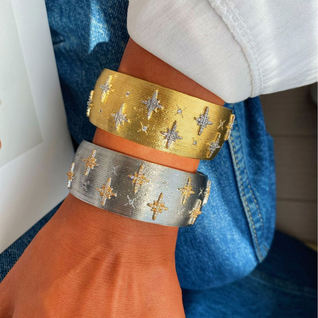 Vintage Italian Hand Brush Cubic Zirco Open Adjustable Bangle Rings, Real Gold Plated Stackable Finger Ring Jewelry Gifts 1PC (Copy)