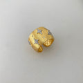 Vintage Italian Hand Brush Cubic Zirco Open Adjustable Bangle Rings, Real Gold Plated Stackable Finger Ring Jewelry Gifts 1PC (Copy)