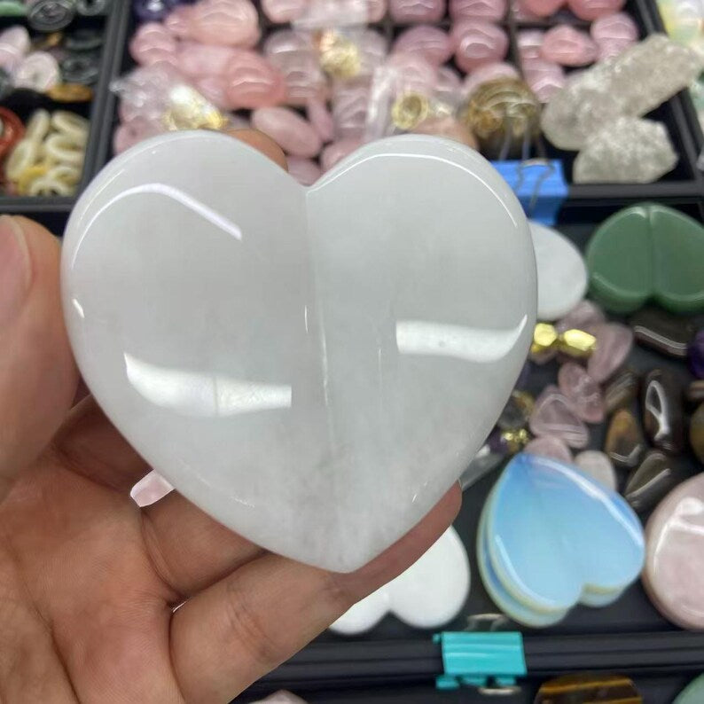 Natural Rose Quartz/Green Aventurine Heart Shape Crystal Gua Sha Tools for Face Scraping, Essential Oil Massage Tool 2.95 inch Gifts for Her