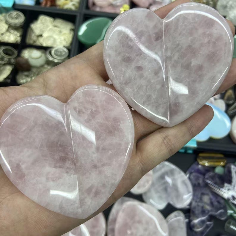 Natural Rose Quartz/Green Aventurine Heart Shape Crystal Gua Sha Tools for Face Scraping, Essential Oil Massage Tool 2.95 inch Gifts for Her