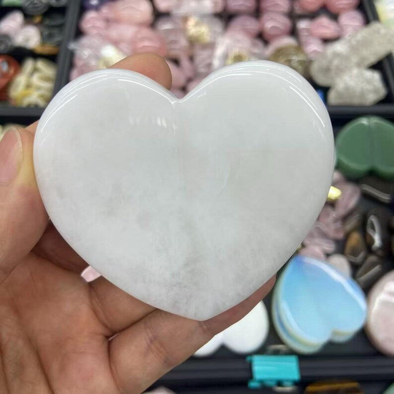 Natural Rose Quartz/Green Aventurine Heart Shape Crystal Gua Sha Tools for Face Scraping, Essential Oil Massage Tool 2.95 inch Gifts for Her