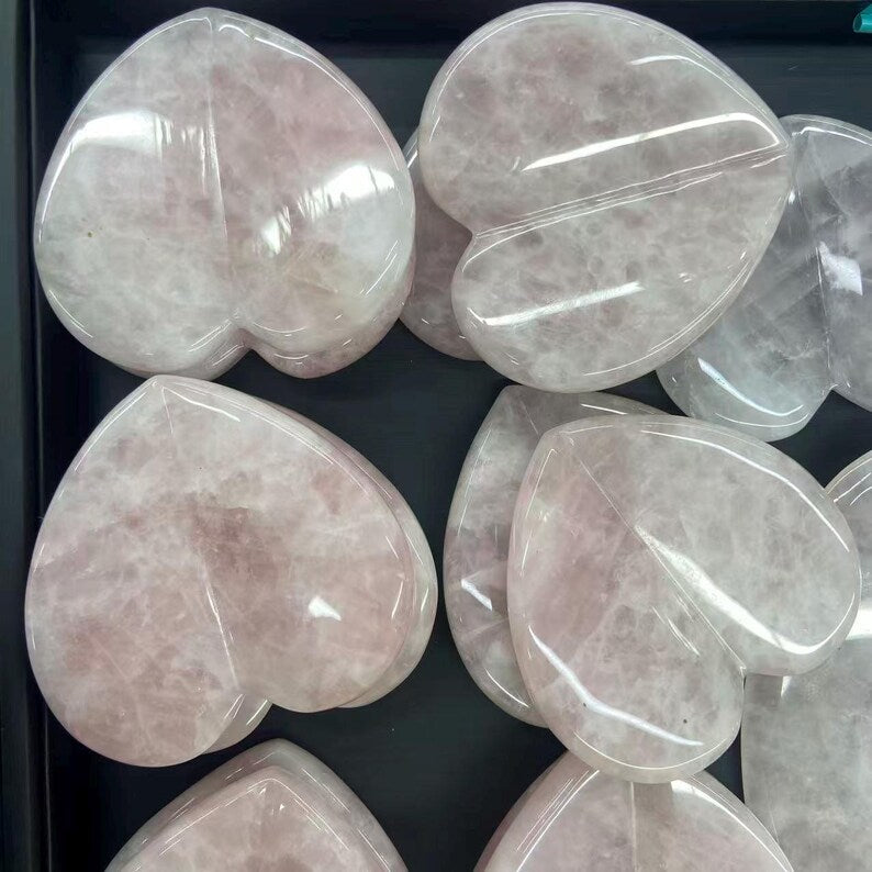 Natural Rose Quartz/Green Aventurine Heart Shape Crystal Gua Sha Tools for Face Scraping, Essential Oil Massage Tool 2.95 inch Gifts for Her