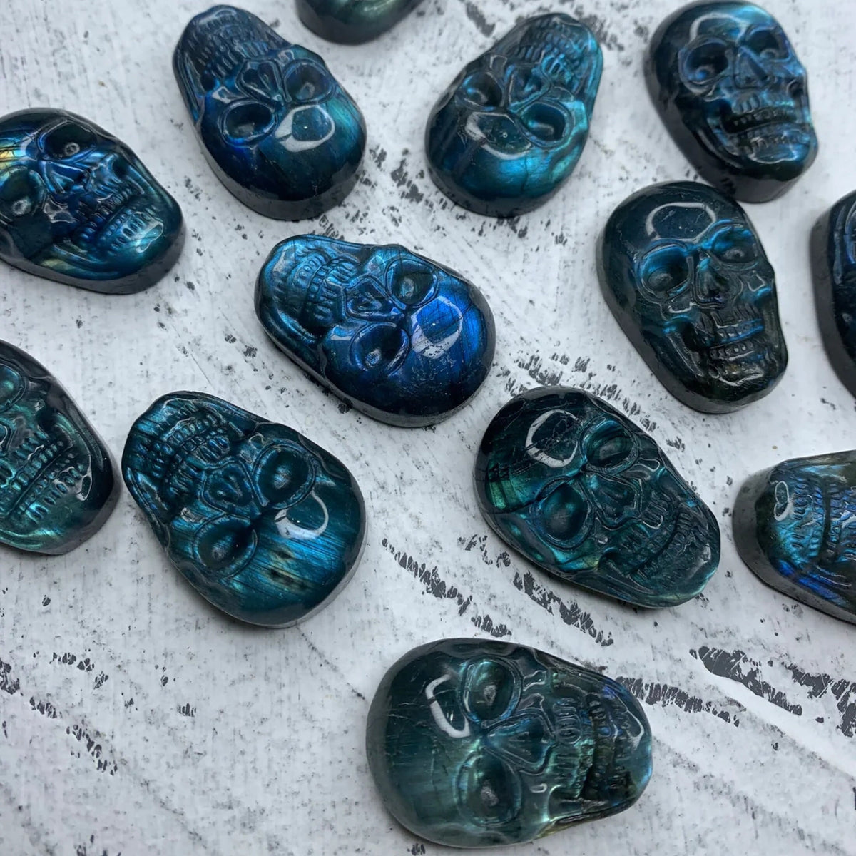 Natural Carved Labradorite Skull Pendant 1PC, Sugar Skull, for Men or Women, Healing Crystal, Gemstone Pendant