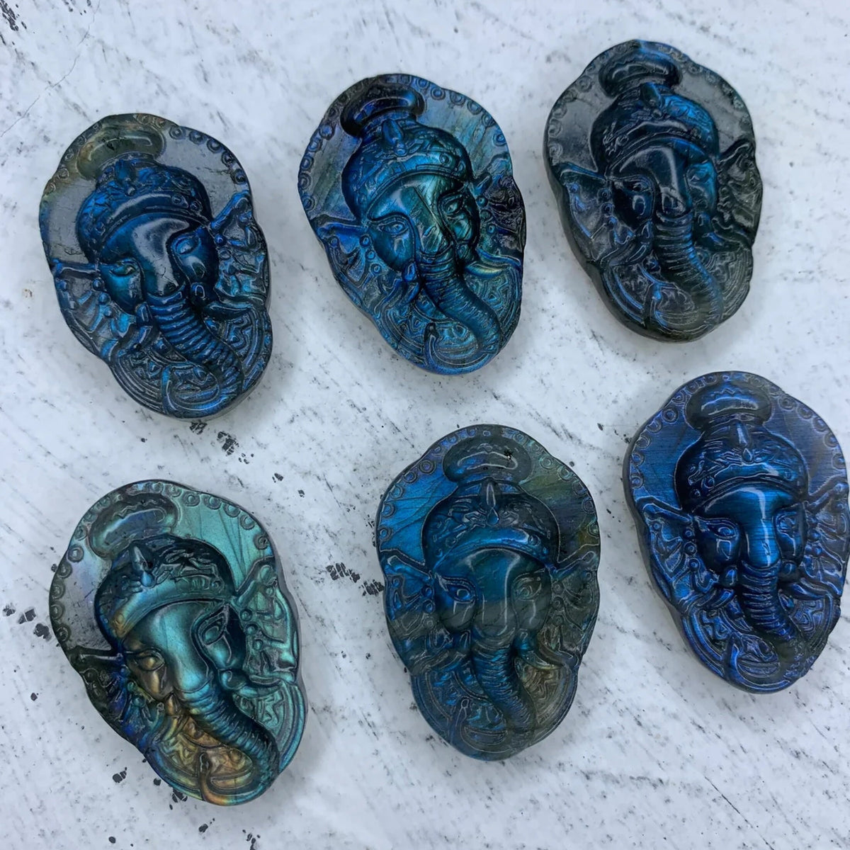 Hand Carved Labradorite Ganesh Pendant, Spiritual Jewelry