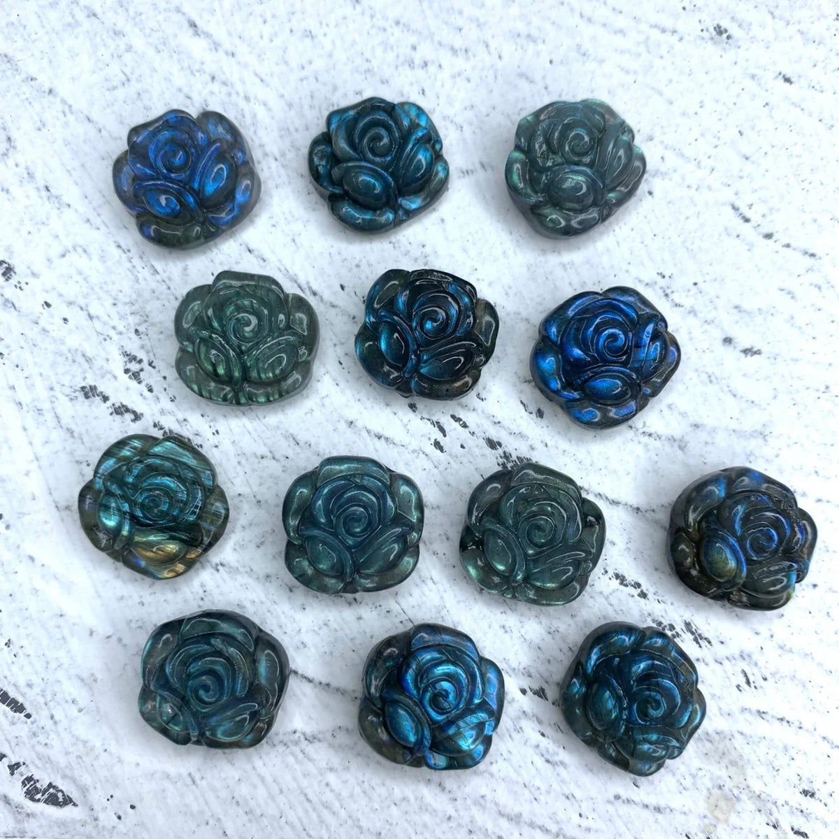 Labradorite Carved Flowers  Rose Pendant 1PC, Nepal Flower, Lotus Flower, Namaste Approx 20mm