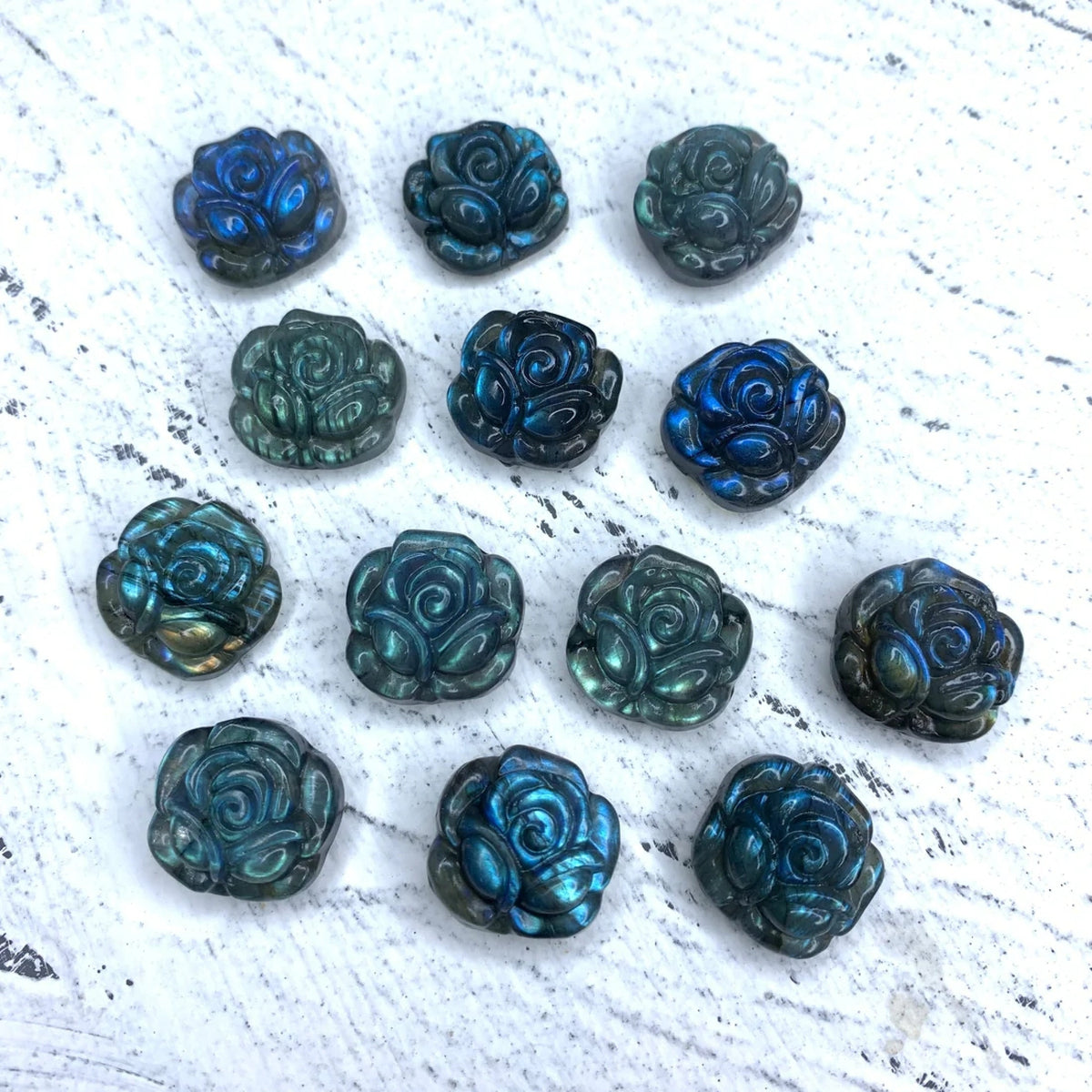 Labradorite Carved Flowers  Rose Pendant 1PC, Nepal Flower, Lotus Flower, Namaste Approx 20mm