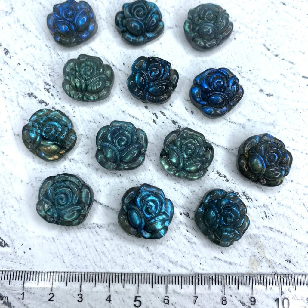 Labradorite Carved Flowers  Rose Pendant 1PC, Nepal Flower, Lotus Flower, Namaste Approx 20mm