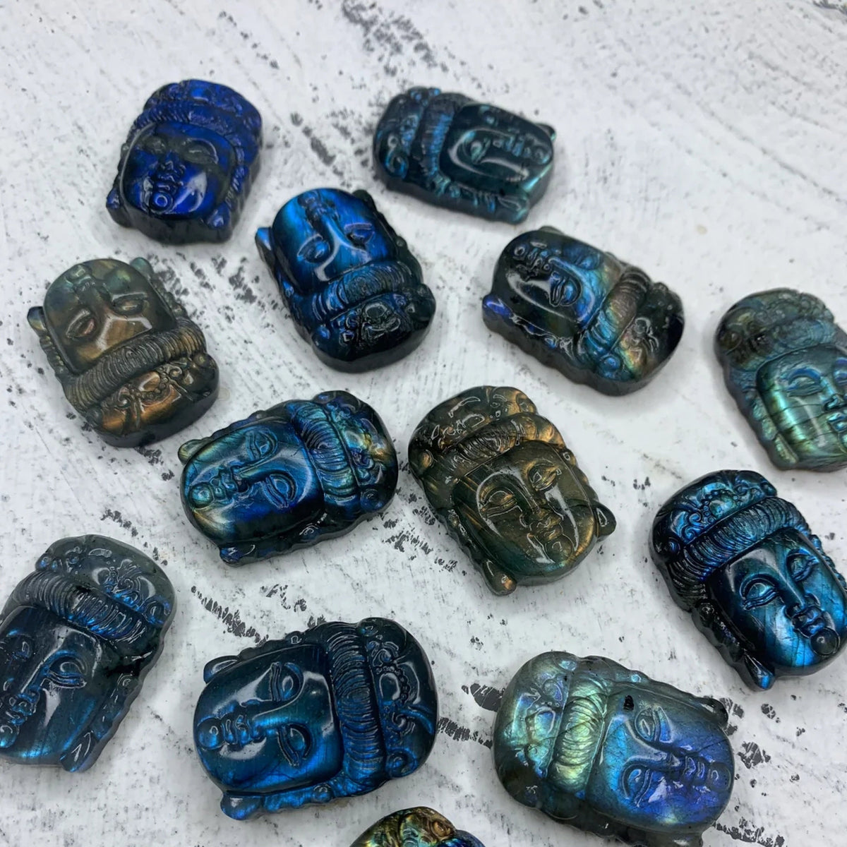 34MM Natural Large Labradorite Quan-Yin Head 1PC Bodhisattva Hand Carved High Quality Gemstone Kwan-yin Pendant 34mm