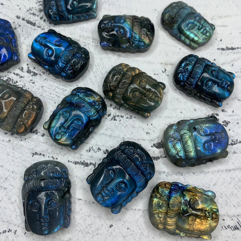 34MM Natural Large Labradorite Quan-Yin Head 1PC Bodhisattva Hand Carved High Quality Gemstone Kwan-yin Pendant 34mm