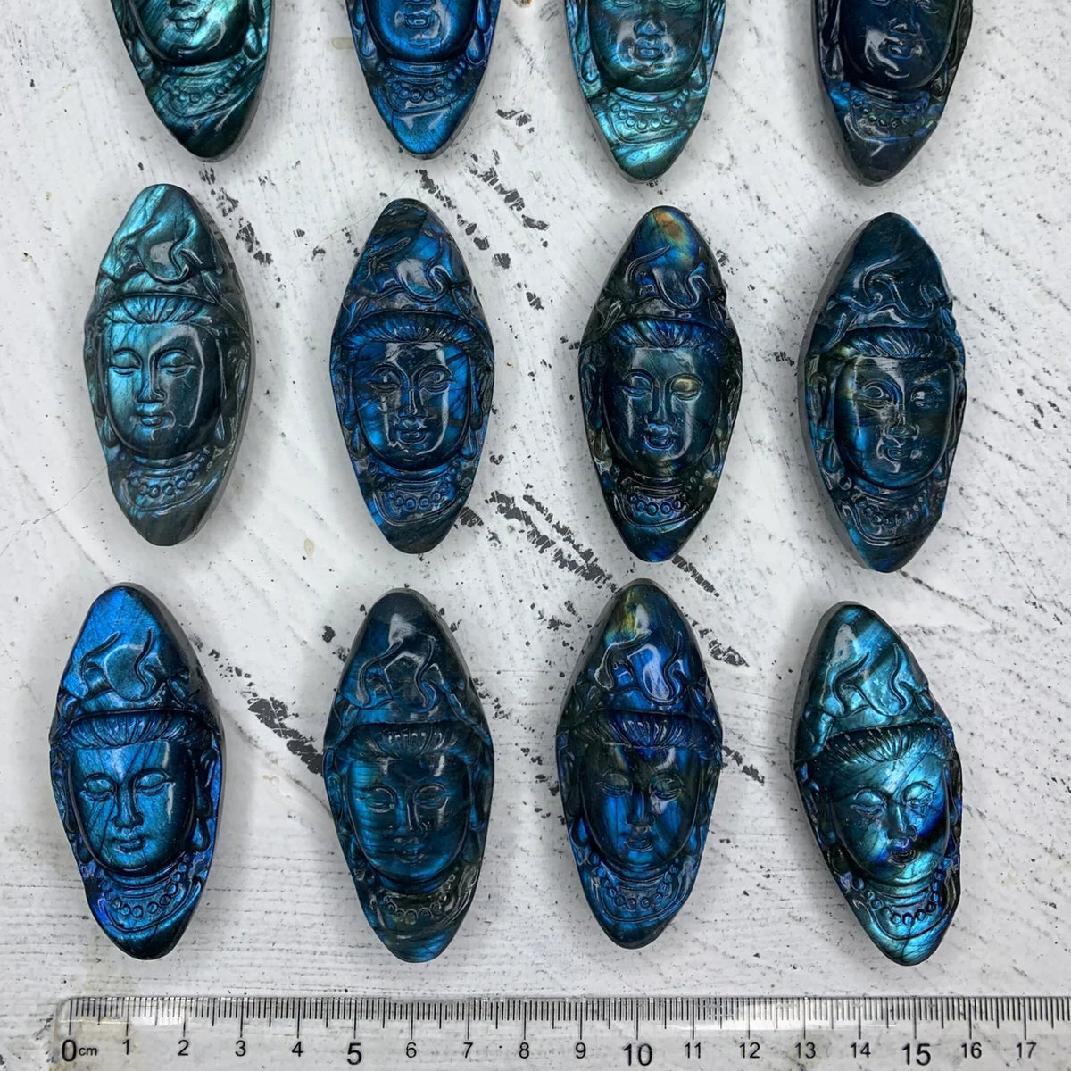 Labradorite Quan Yin Pendant - Hand Carved Bodhisattva Gemstone (62MM)