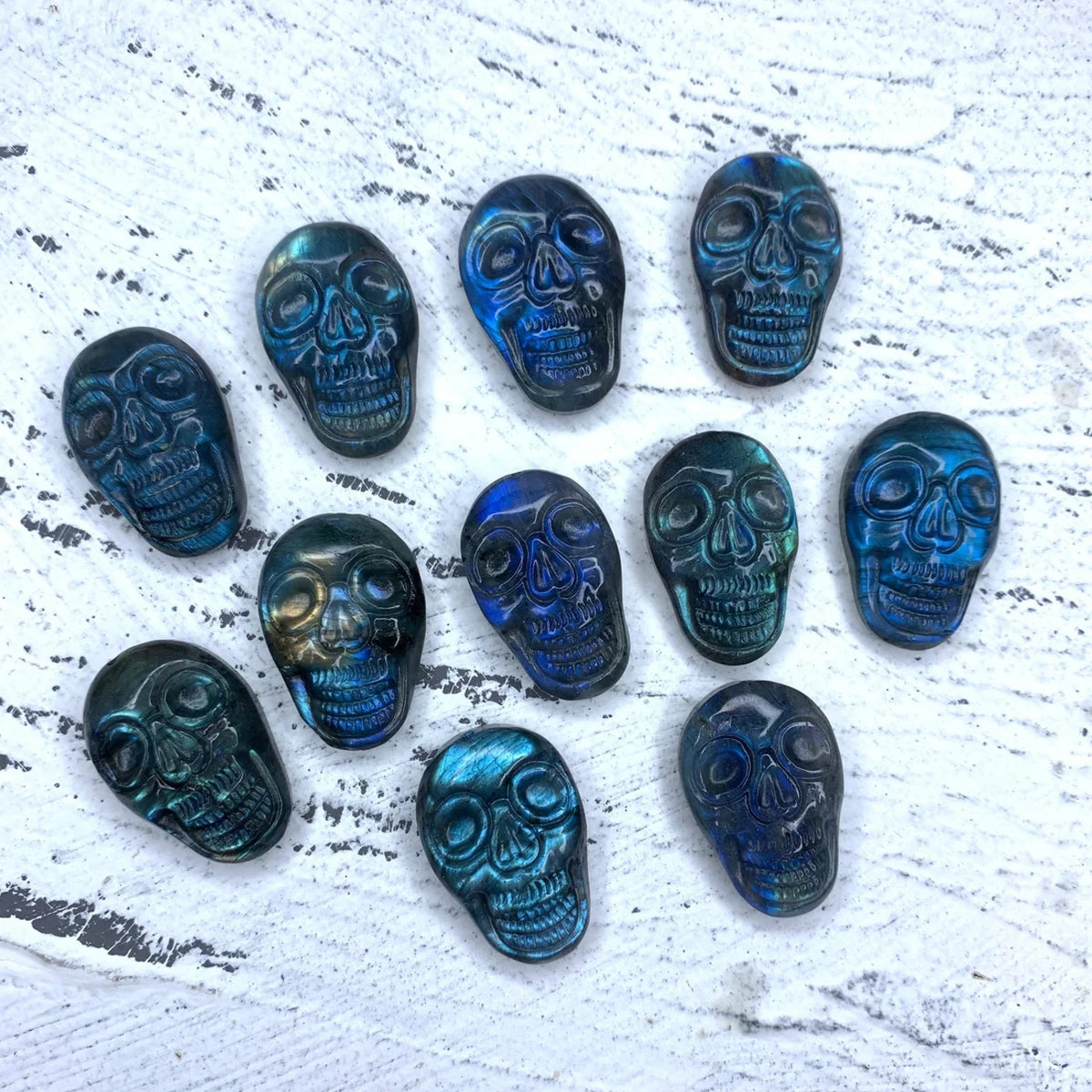 Natural Carved Labradorite Skull Pendant 1PC, Sugar Skull, for Men or Women, Healing Crystal, Gemstone Pendant 22mm*33mm