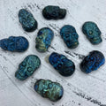 Natural Carved Labradorite Skull Pendant 1PCS, Sugar Skull, for Men or Women, Healing Crystal, Gemstone Pendant 37mm