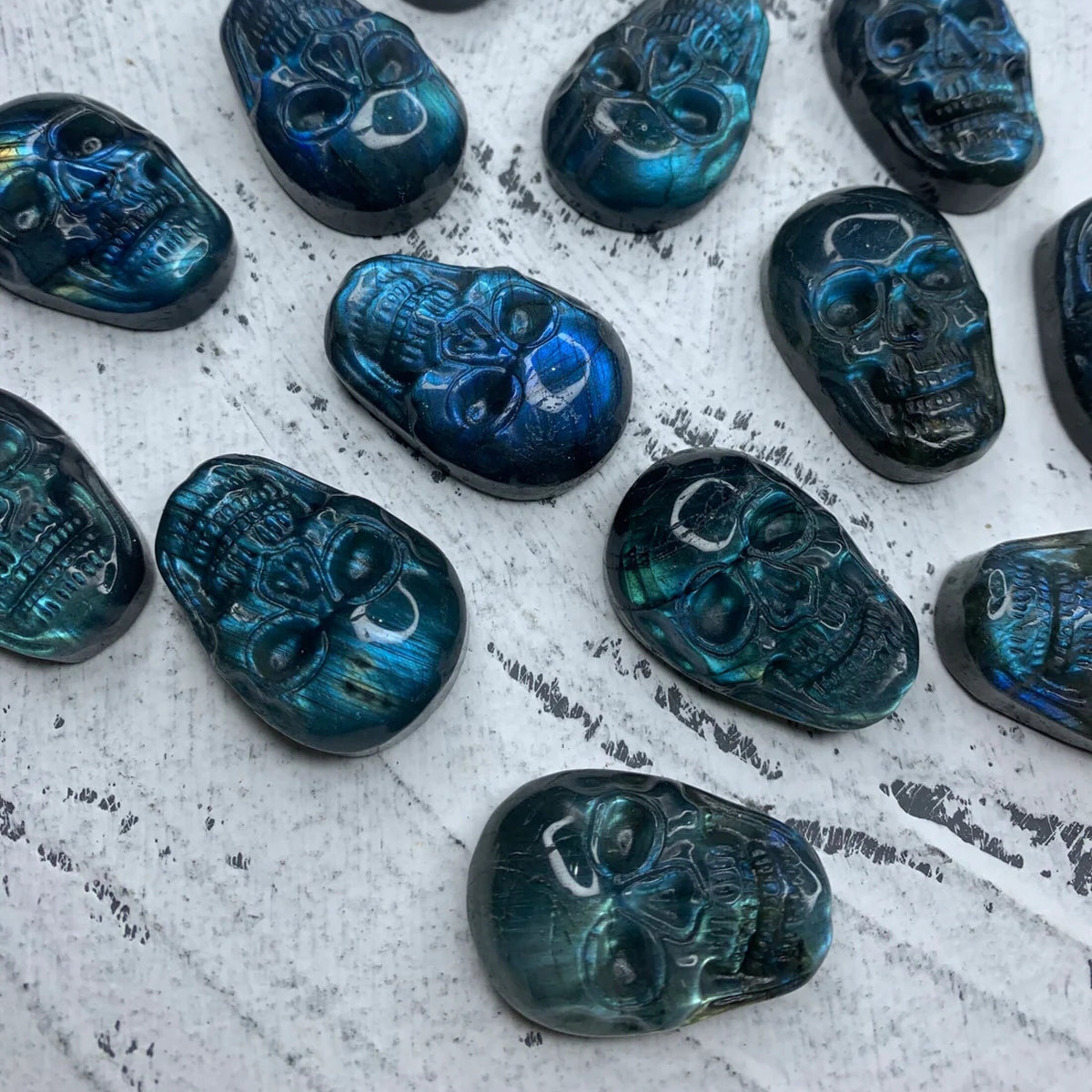Natural Carved Labradorite Skull Pendant 1PC, Sugar Skull, for Men or Women, Healing Crystal, Gemstone Pendant