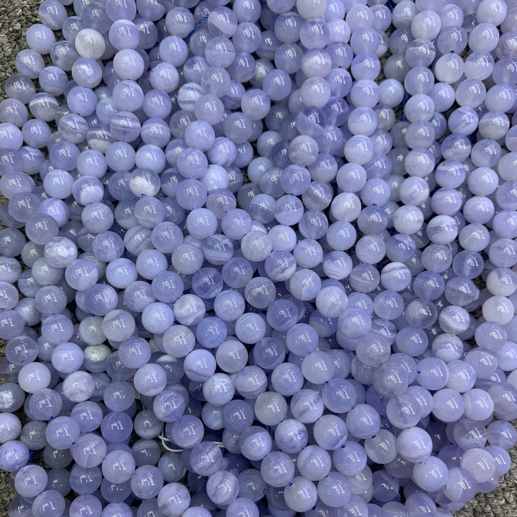 Natural Blue Lace Agate Beads 6mm 8mm 10mm Gemstone Round Blue Beads Lace Agate Bead 15.5 Inch Strand AAA