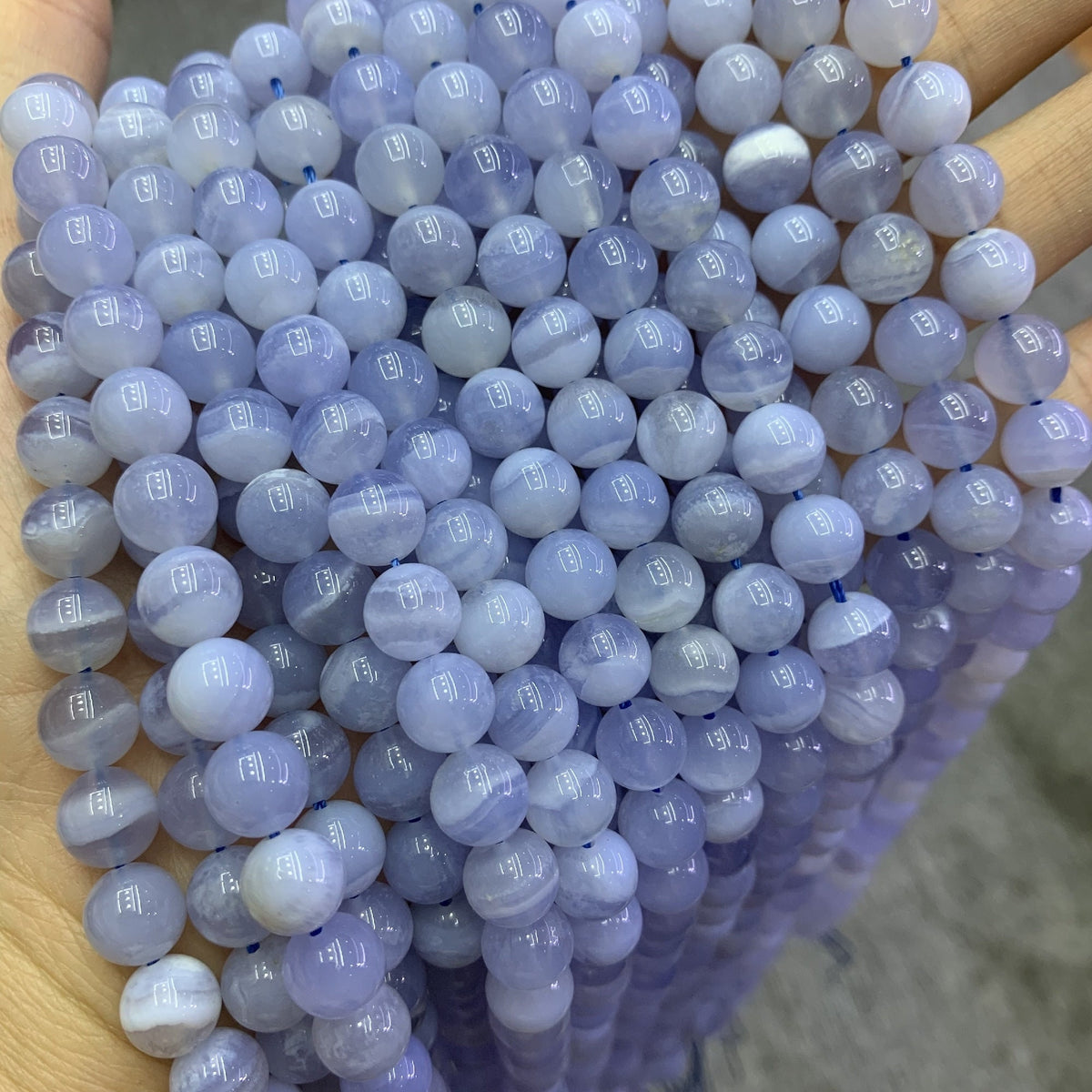 Natural Blue Lace Agate Beads 6mm 8mm 10mm Gemstone Round Blue Beads Lace Agate Bead 15.5 Inch Strand AAA