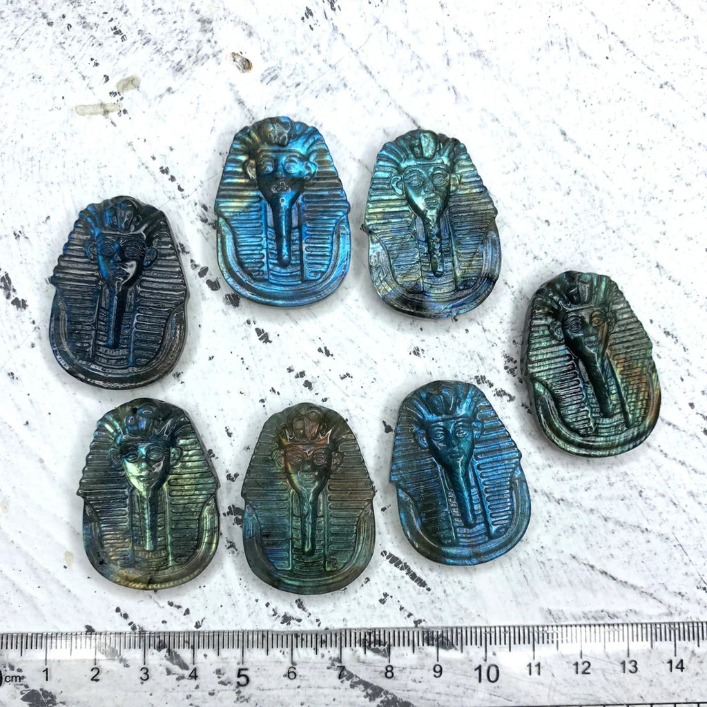 Labradorite Hand Carved Egyptian Pharaoh Head 1PC, Head Pendant, Egyptian Pharaoh Head Jewelry, Healing Crystal, Crystal Gift