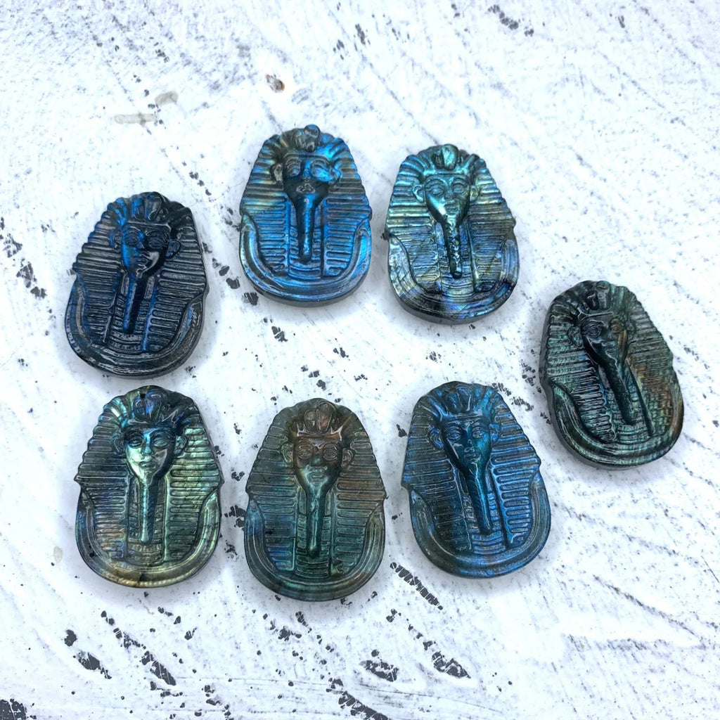 Labradorite Hand Carved Egyptian Pharaoh Head 1PC, Head Pendant, Egyptian Pharaoh Head Jewelry, Healing Crystal, Crystal Gift