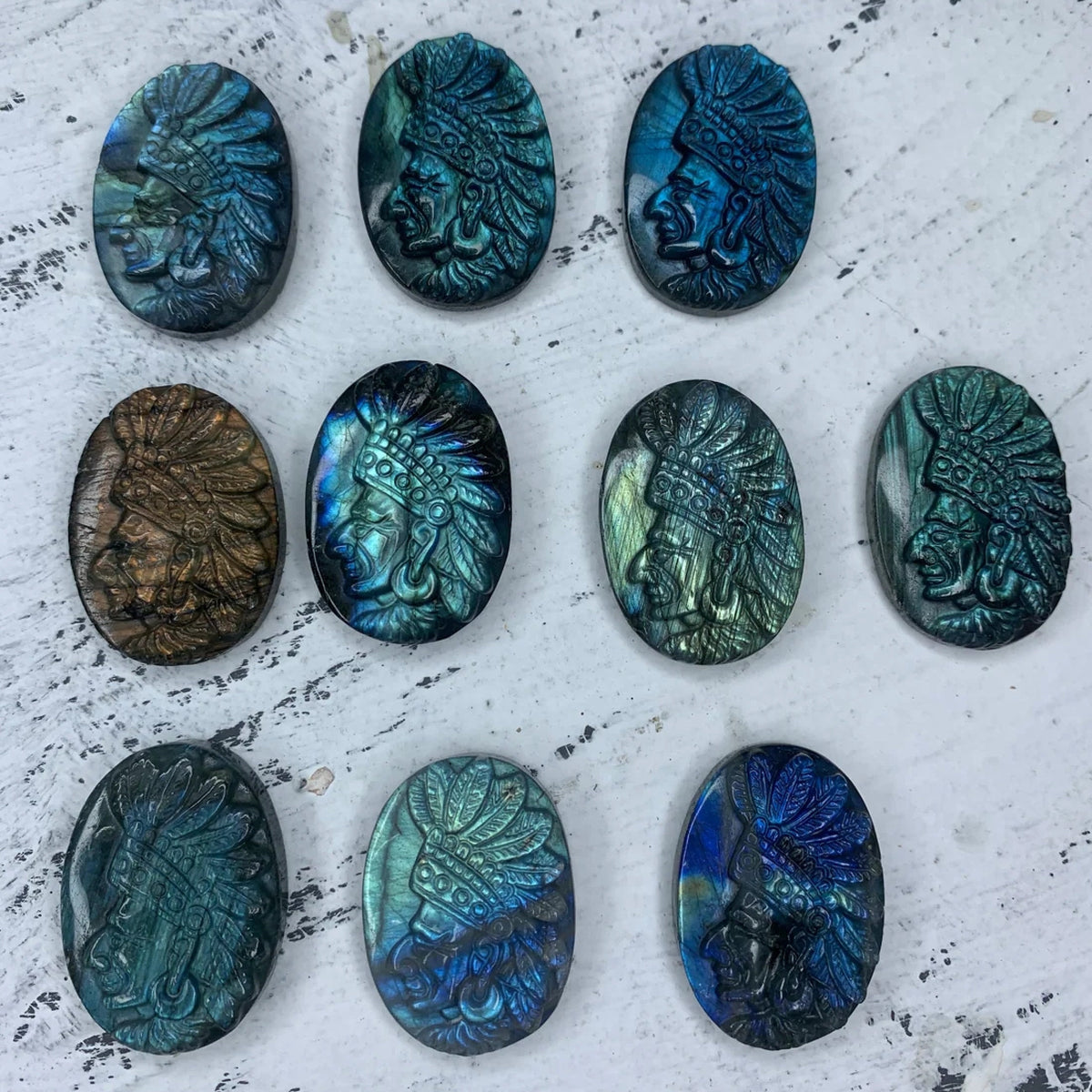 Labradorite Hand Carved Indian Head 1PC, Head Pendant, Indian Head Jewelry, Healing Crystal, Crystal Gift