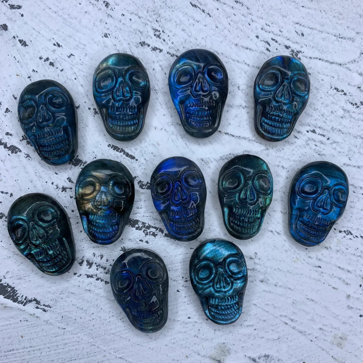 Natural Carved Labradorite Skull Pendant 1PC, Sugar Skull, for Men or Women, Healing Crystal, Gemstone Pendant 22mm*33mm