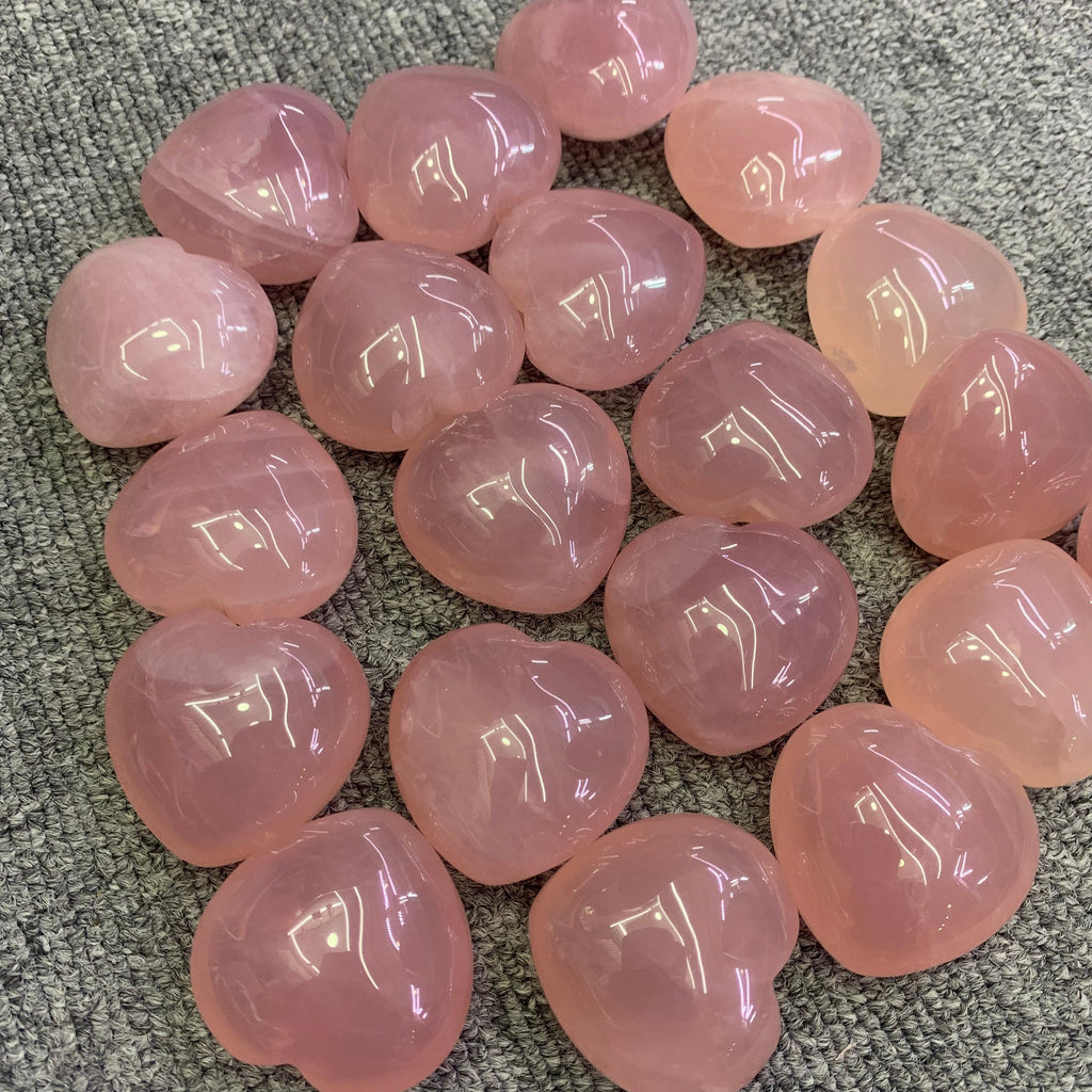 Rose Quartz Puffy Heart Crystal, Valentines Gift, 1.5 inch