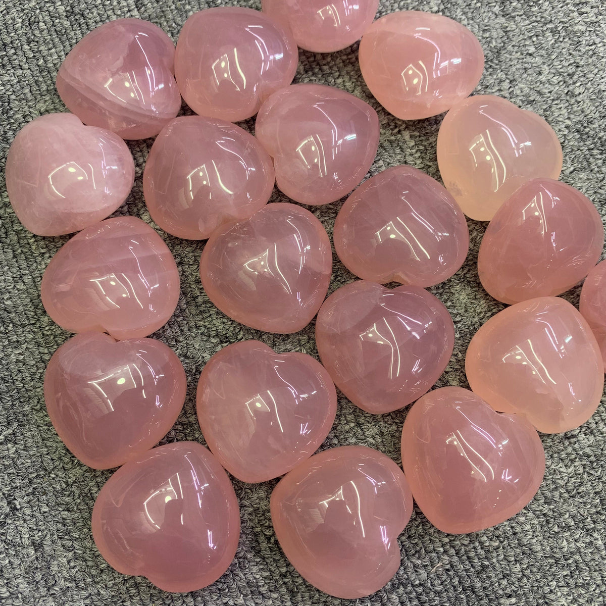 Rose Quartz Puffy Heart Crystal, Valentines Gift, 1.5 inch