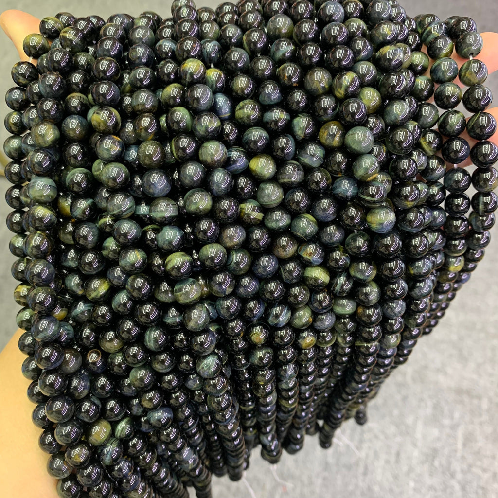 Natural Blue Tiger Eye Round Beads 8mm Gemstone Loose Beads Blue Color Tiger Eye Bead for DIY Jewelry Making  15.5 Inch AAA