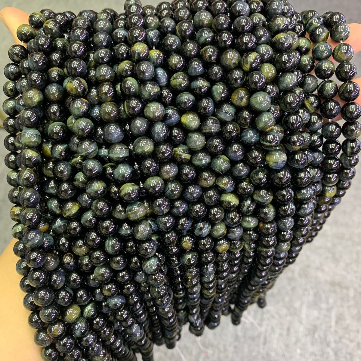 Natural Blue Tiger Eye Round Beads 8mm Gemstone Loose Beads Blue Color Tiger Eye Bead for DIY Jewelry Making  15.5 Inch AAA
