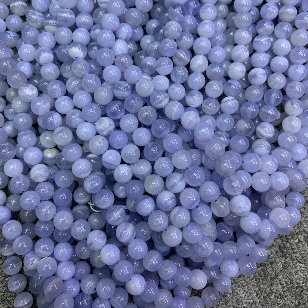 Natural Blue Lace Agate Beads 6mm 8mm 10mm Gemstone Round Blue Beads Lace Agate Bead 15.5 Inch Strand AAA