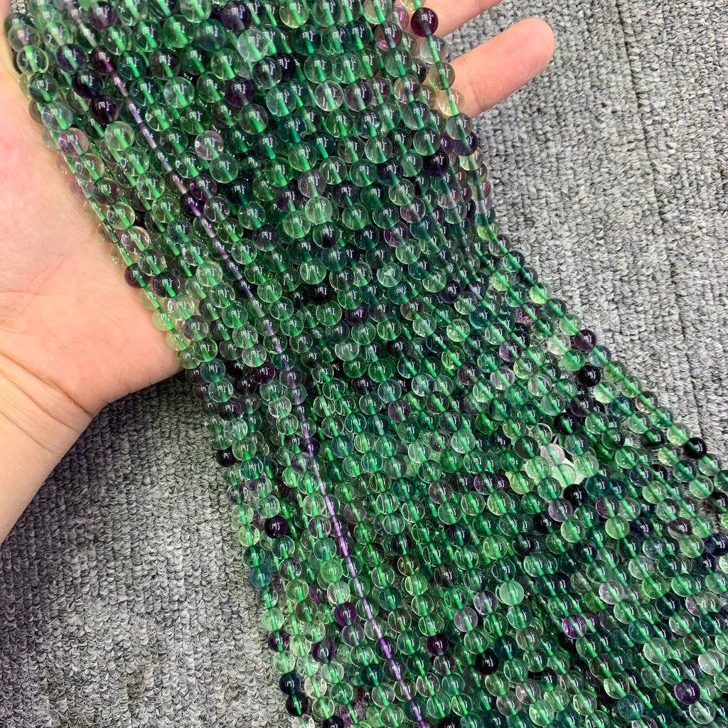 Natural Rainbow Fluorite Beads Purple Green Fluorite Bead Gemstone Loose Beads 6mm 8mm 10mm 15 Inch AAA