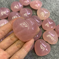 Rose Quartz Puffy Heart Crystal, Valentines Gift, 1.5 inch