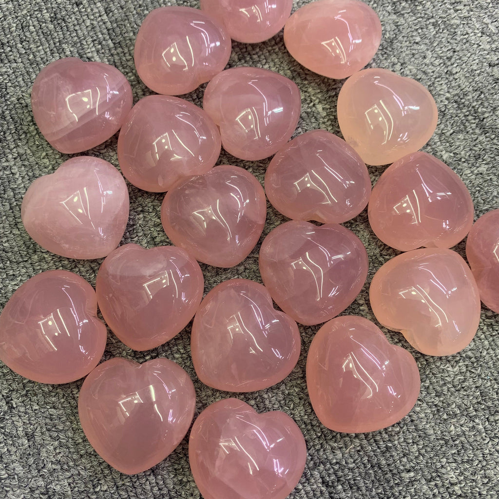 Rose Quartz Puffy Heart Crystal, Valentines Gift, 1.5 inch