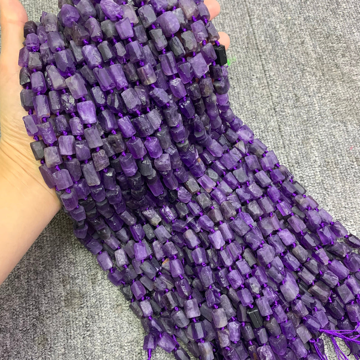 Raw Amethyst Stone Beads, Rough Gemstone Strand 15.5”