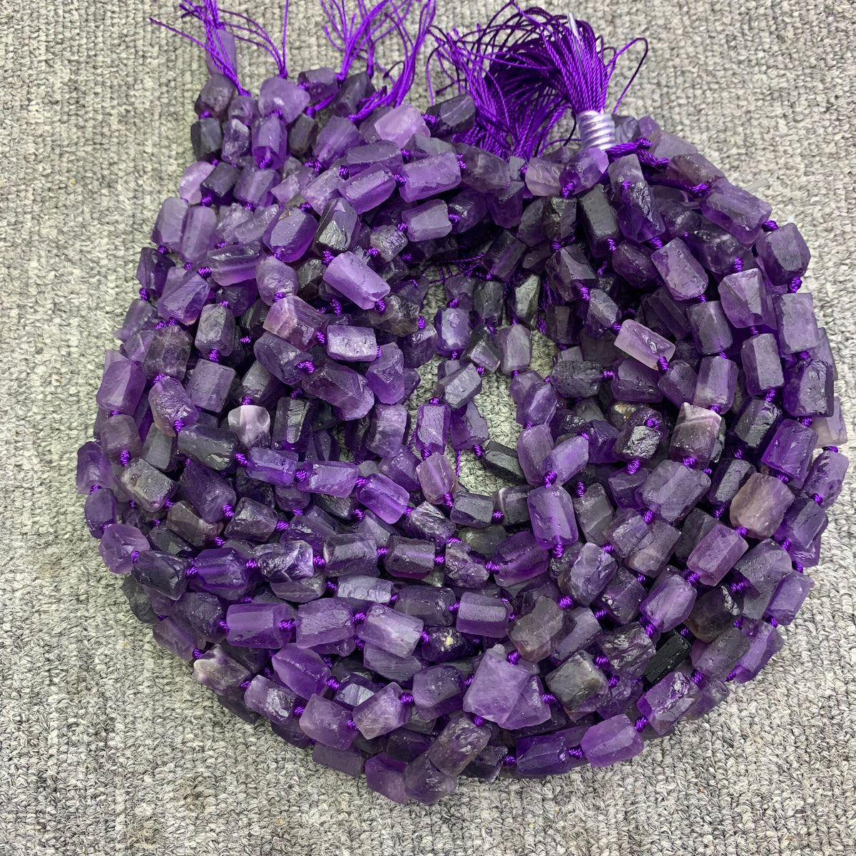 Raw Amethyst Stone Beads, Rough Gemstone Strand 15.5”