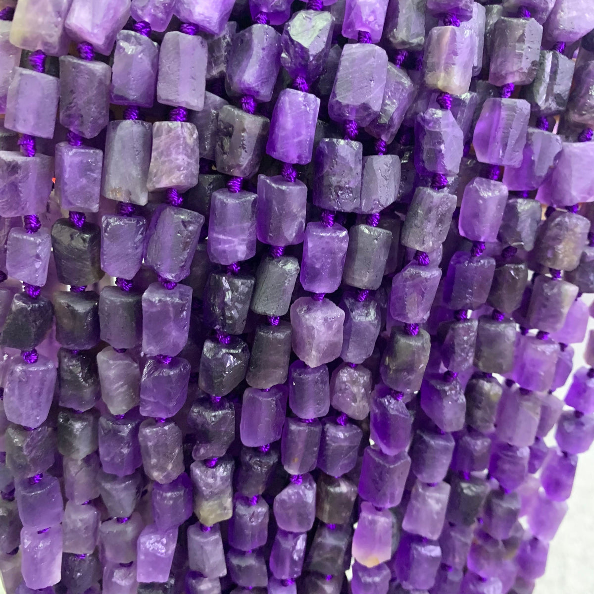 Raw Amethyst Stone Beads, Rough Gemstone Strand 15.5”