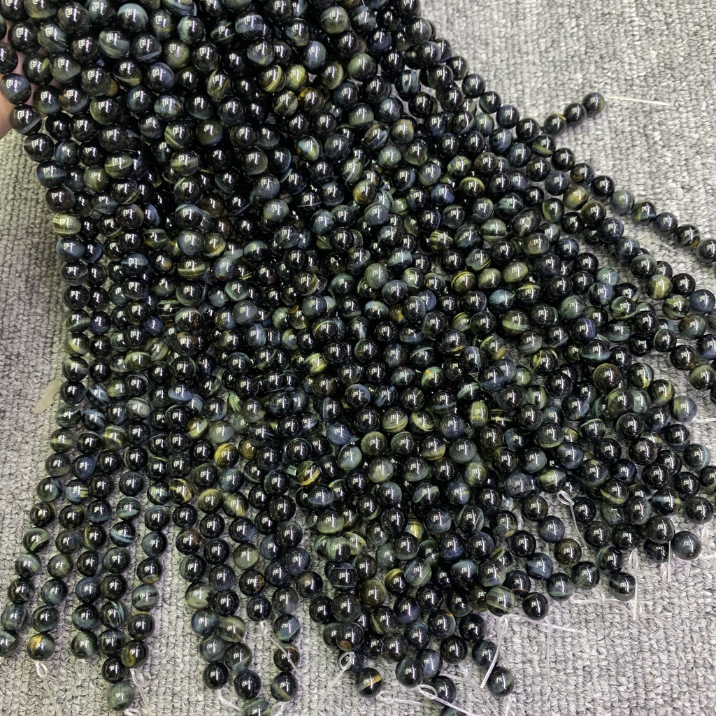 Natural Blue Tiger Eye Round Beads 8mm Gemstone Loose Beads Blue Color Tiger Eye Bead for DIY Jewelry Making  15.5 Inch AAA