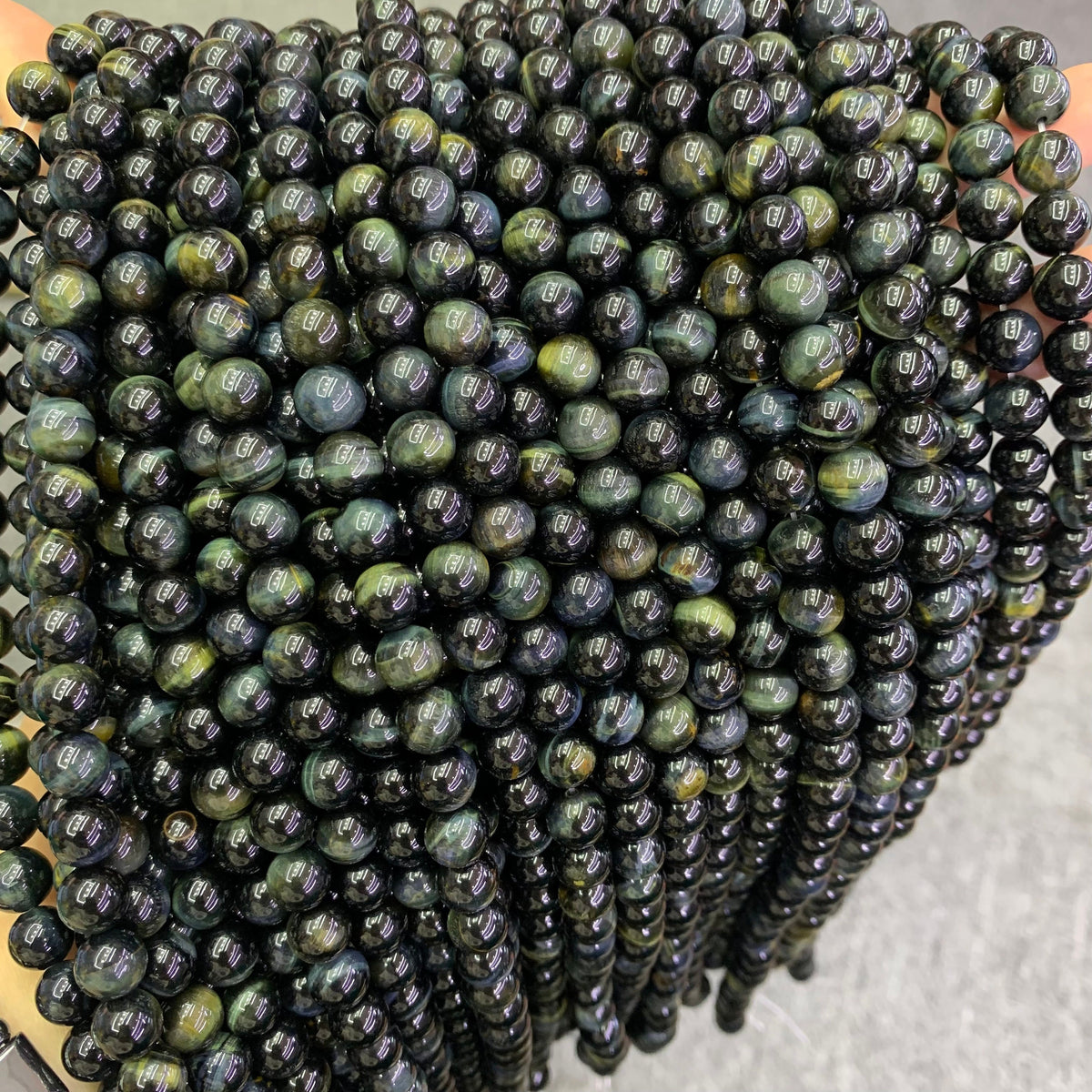Natural Blue Tiger Eye Round Beads 8mm Gemstone Loose Beads Blue Color Tiger Eye Bead for DIY Jewelry Making  15.5 Inch AAA