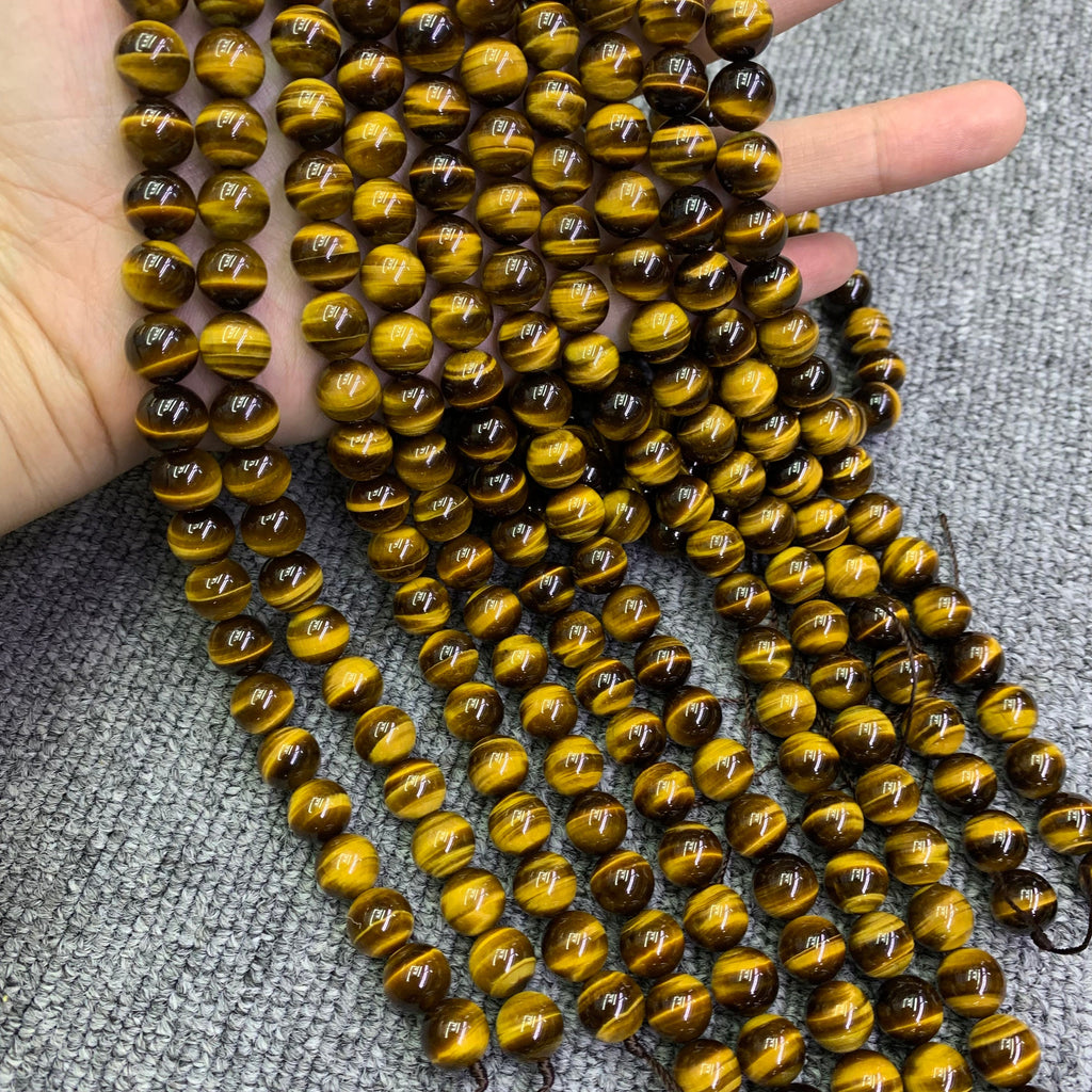 Natural Yellow Tiger Eye Beads 6mm 8mm 10mm Gemstone Loose Beads Yellow Color Tiger Eye Bead for DIY Jewelry Making  15.5 Inch AAA