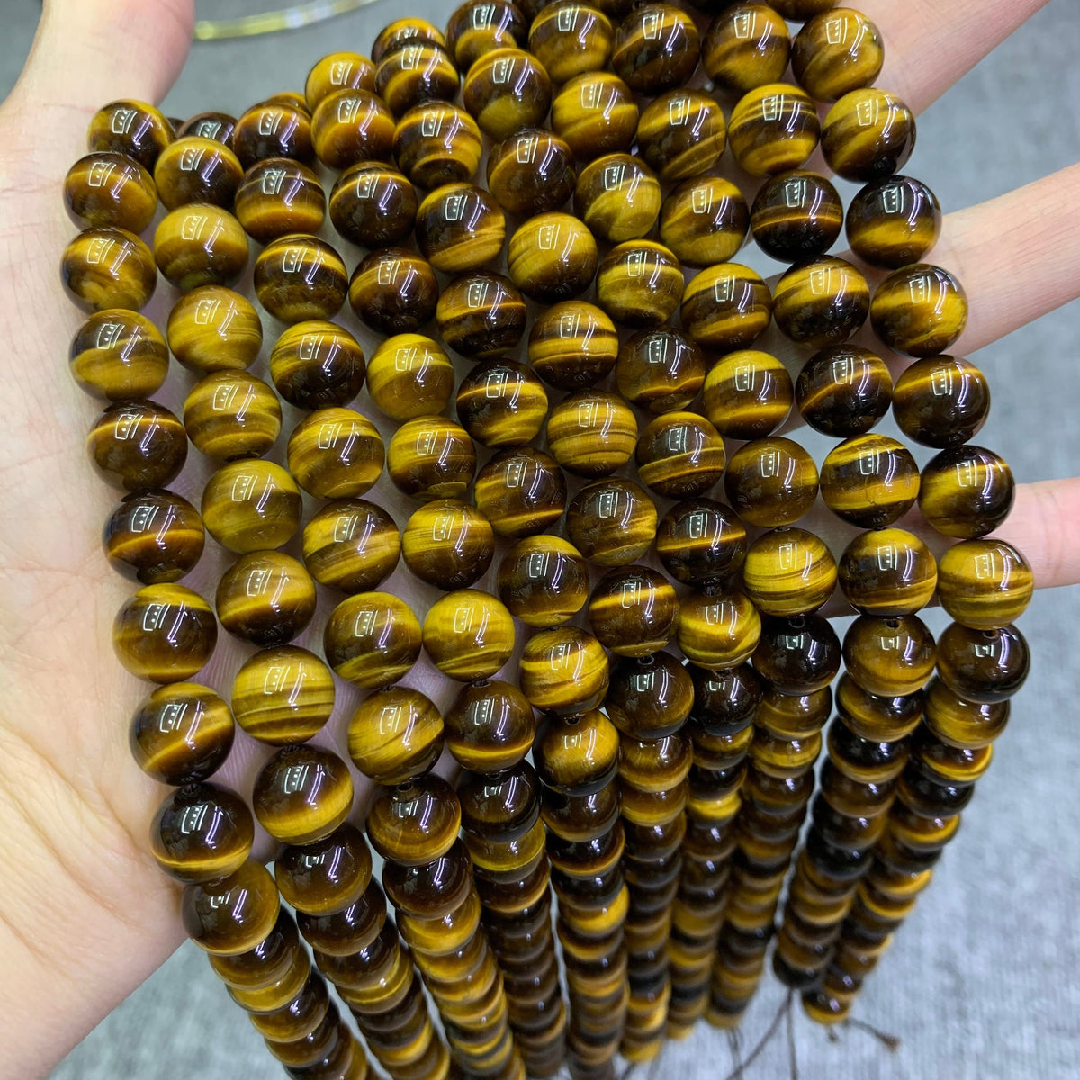 Natural Yellow Tiger Eye Beads 6mm 8mm 10mm Gemstone Loose Beads Yellow Color Tiger Eye Bead for DIY Jewelry Making  15.5 Inch AAA
