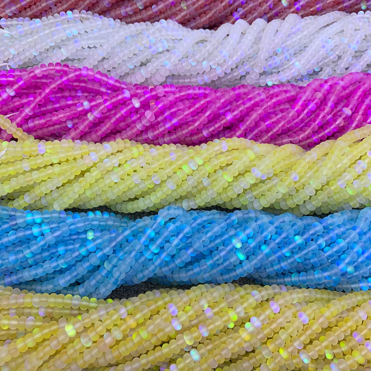 Multi Color Aura Crystal Rondelle Beads Aura Quartz Shiny Beads Colorful Beads Loose Bead for DIY Jewelry Making 5*8mm 4*6mm 15.5 Inch