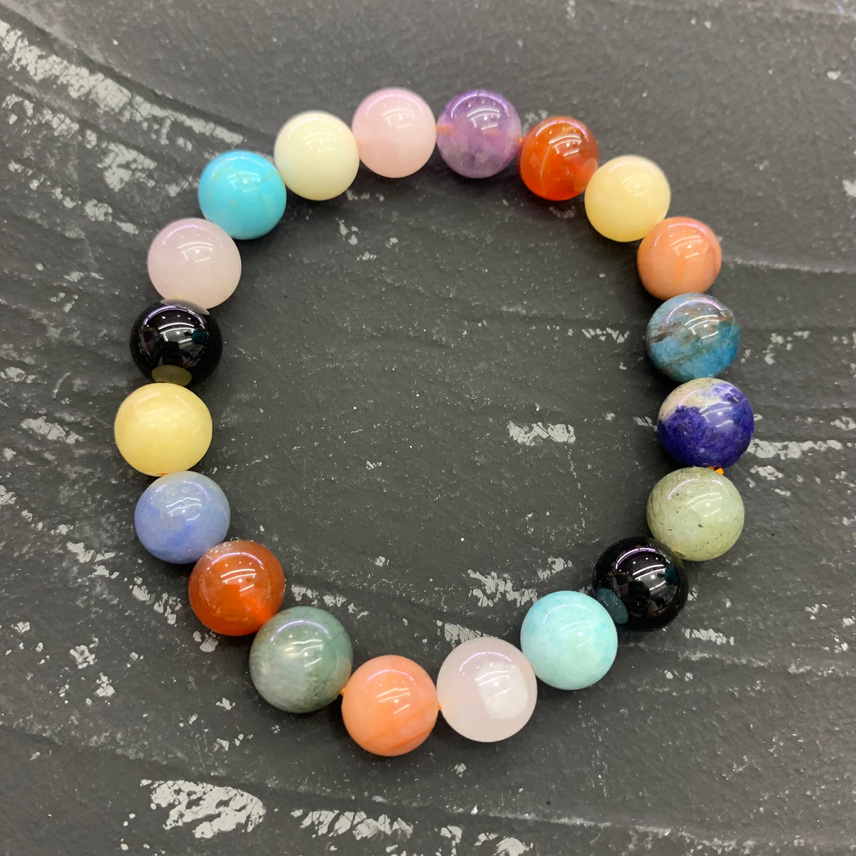 Mixed Natura Crystal Stone Round Bracelet 10mm Multi Color Gemstone Beads Bracelet 1PC Birthday Gifts for Her Grade AAA