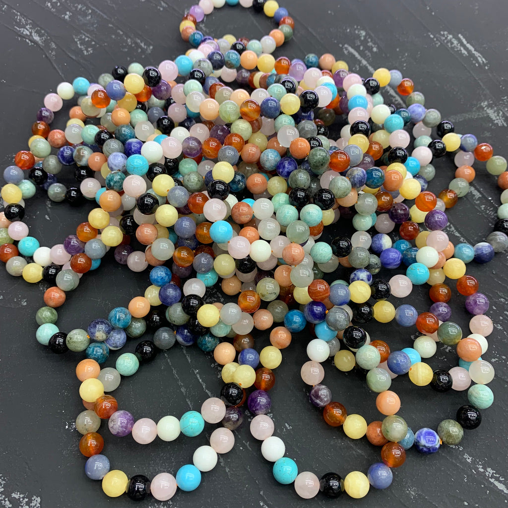 Mixed Natura Crystal Stone Round Bracelet 10mm Multi Color Gemstone Beads Bracelet 1PC Birthday Gifts for Her Grade AAA
