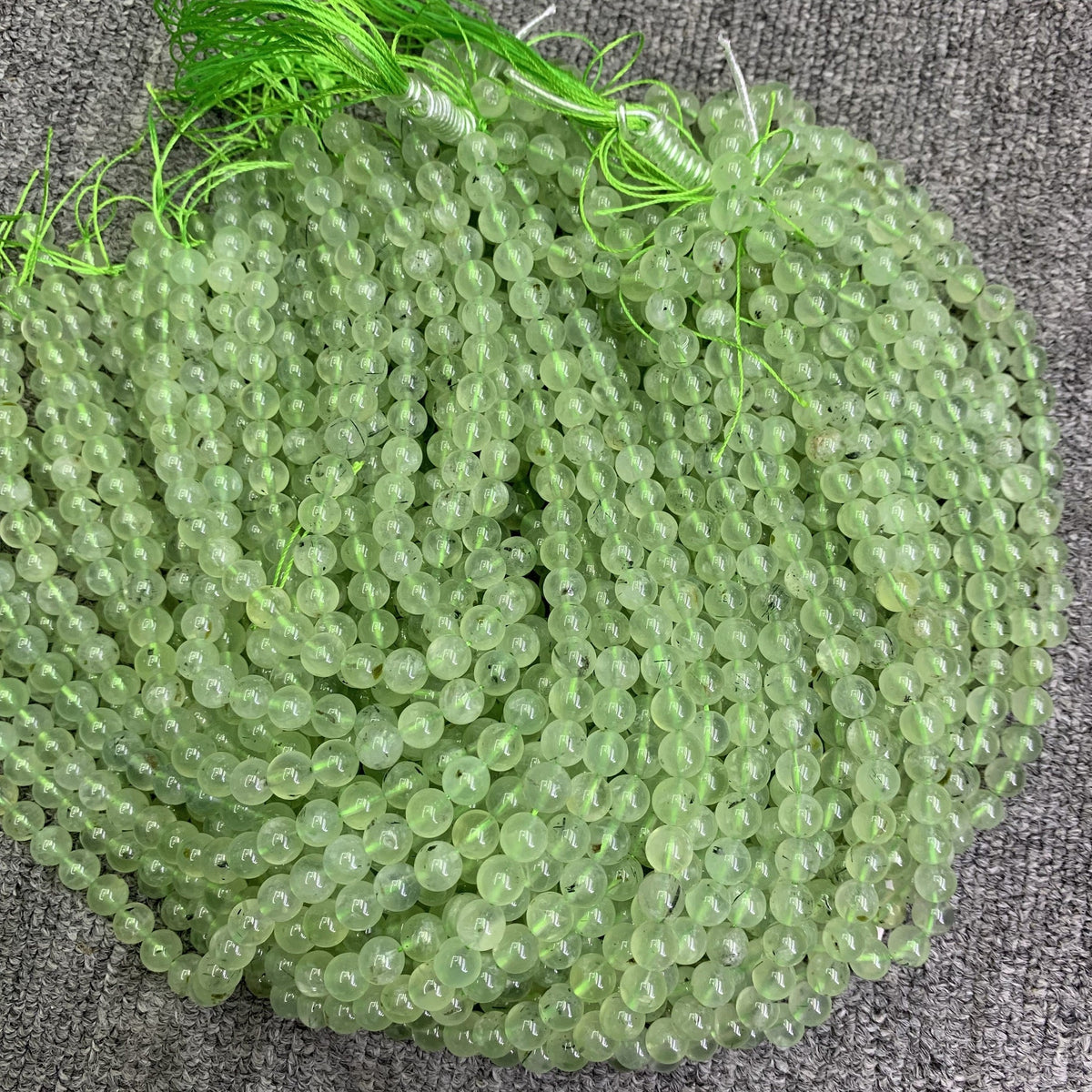 Natural Prehnite Stone Beads, Green Prehnite Beads Beads 8mm Gemstone Round Beads Lace Bead 15.5 Inch Strand AAA for DIY Jewelry Making