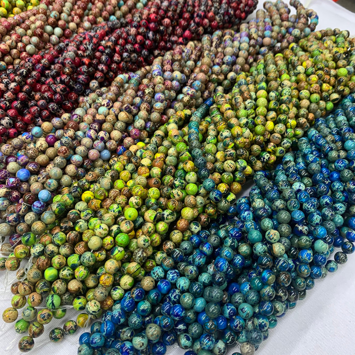 Natural Imperial Jasper Beads Sea Sediment Jasper Gemstone Beads Multi Color Jasper Bead 6mm 8mm 10mm 15.5” AAA for Bracelet Malas Making